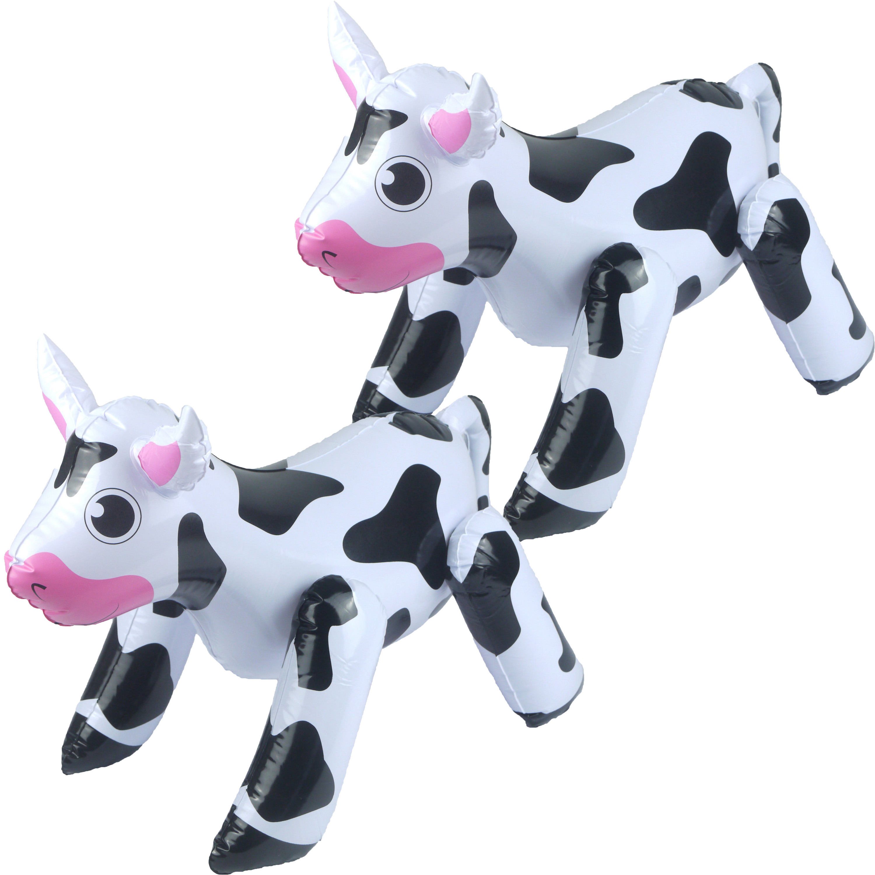 Opblaasbare dieren - 2x - Koe - wit/zwart - 53 x 20 cm - kunststof -