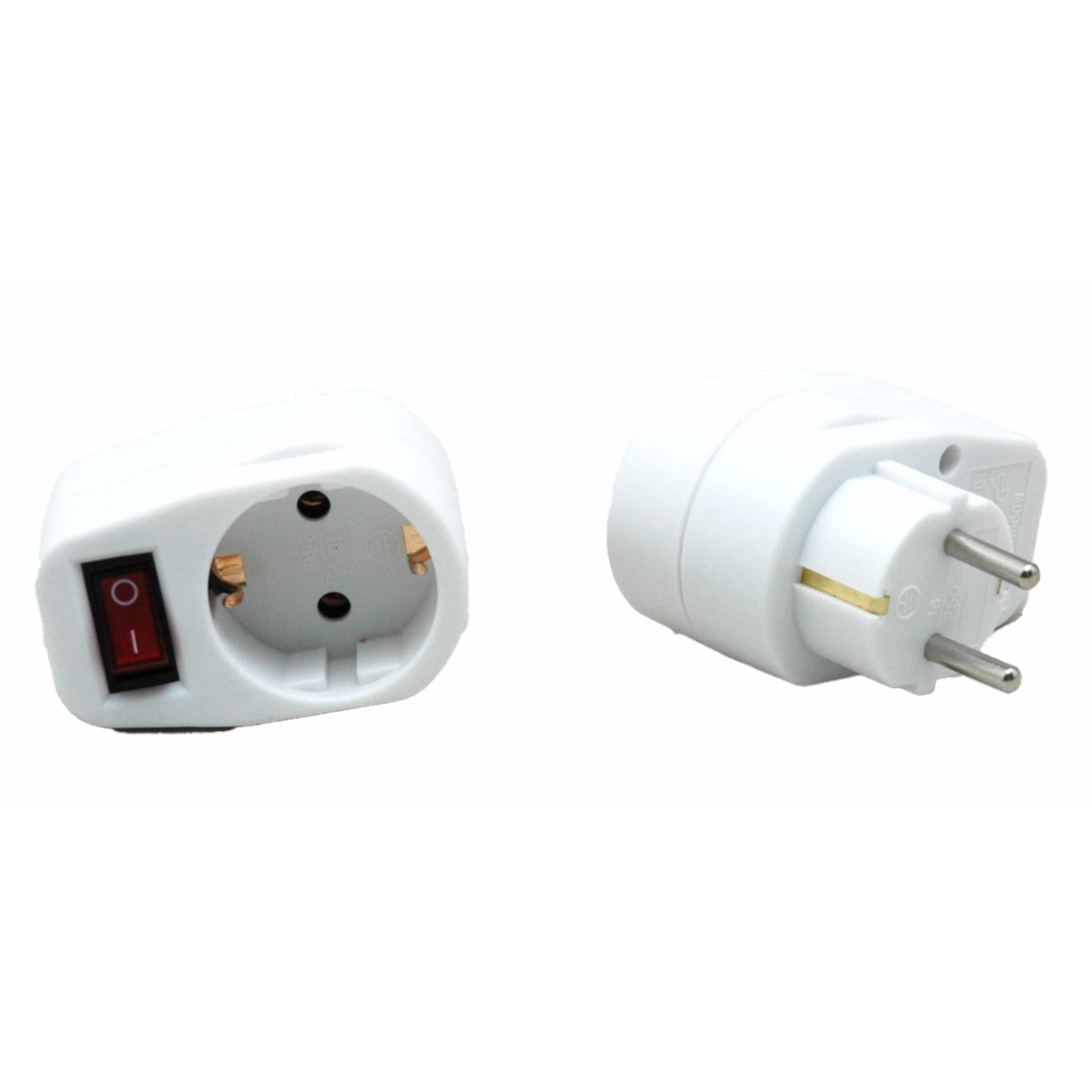 Stopcontact adapter - 2x - wit - met randaarde en schakelaar - verdeelstekkers -