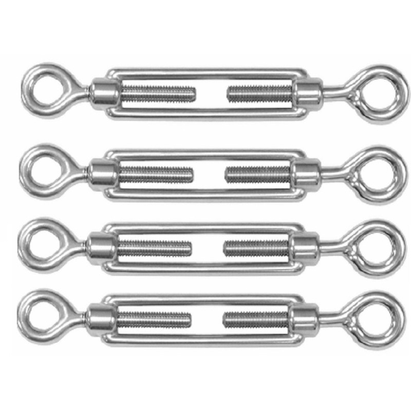 Spanschroeven/draadspanner met oog/oog - 4x - 5cm - verzinkt zamak - 50kg - M5 schroefdraad -