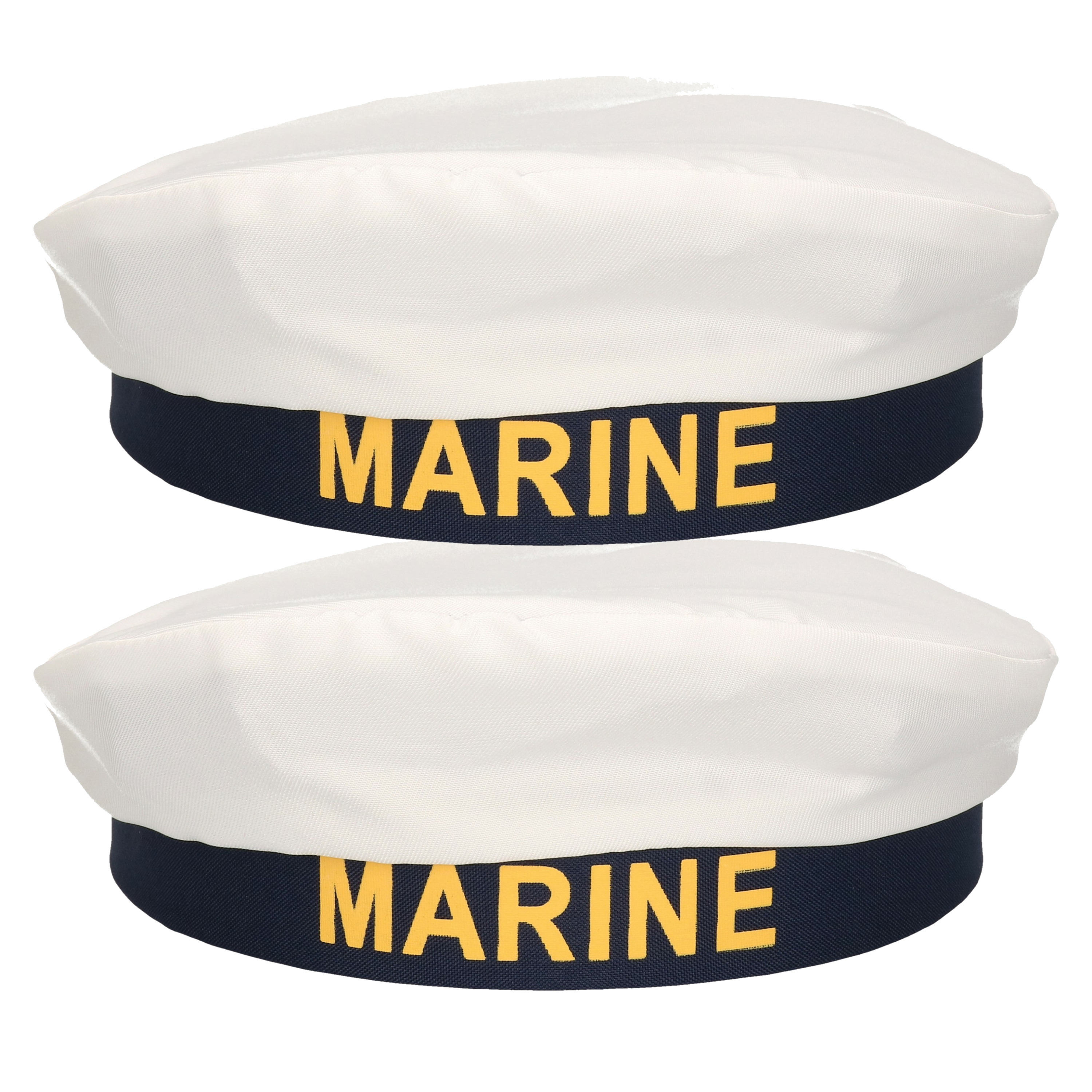Carnaval verkleed Matroos/matrozen hoedje - 5x - wit/blauw - voor volwassenen - Maritiem thema -