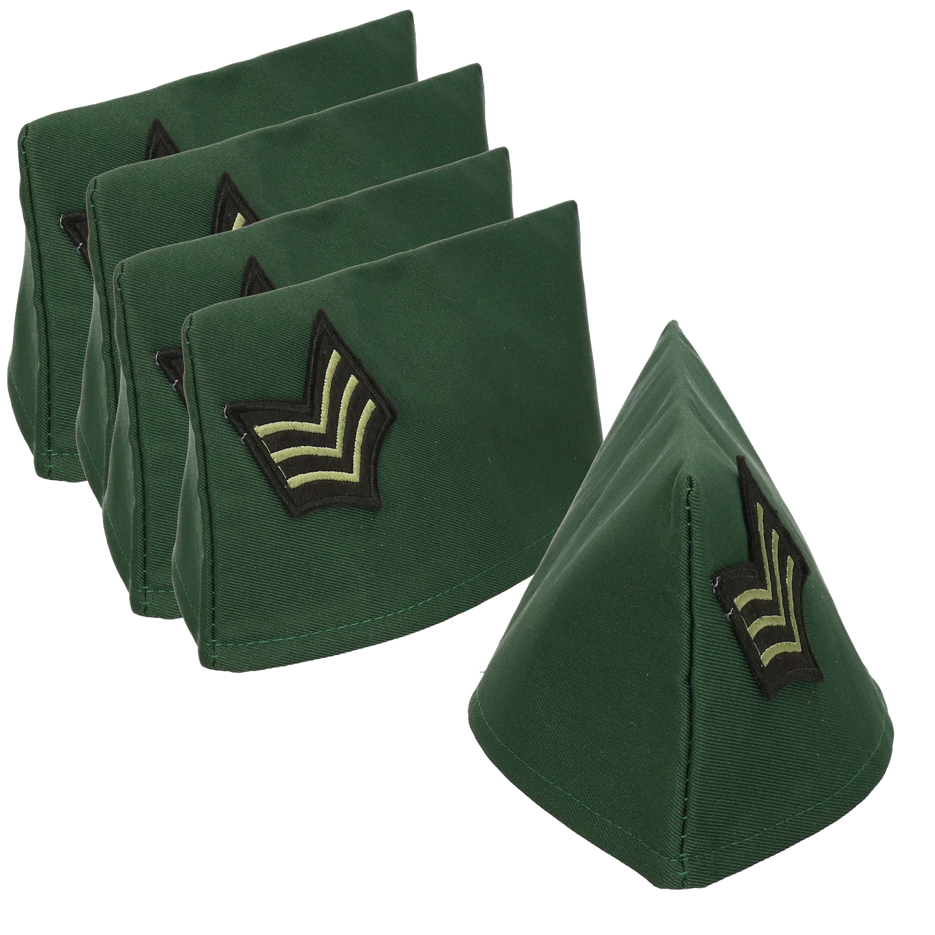 Carnaval verkleed Soldaten hoedjes - 5x - donkergroen - voor dames - Militairen/leger thema - Jaren -
