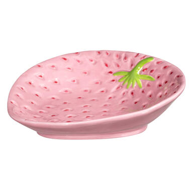 Bordje Aardbei - roze - aardewerk - 5,8x19,5x19,2 cm - Leen Bakker