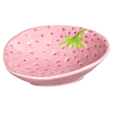 Bordje Aardbei - roze - aardewerk - 5,5x13,5x14 cm - Leen Bakker