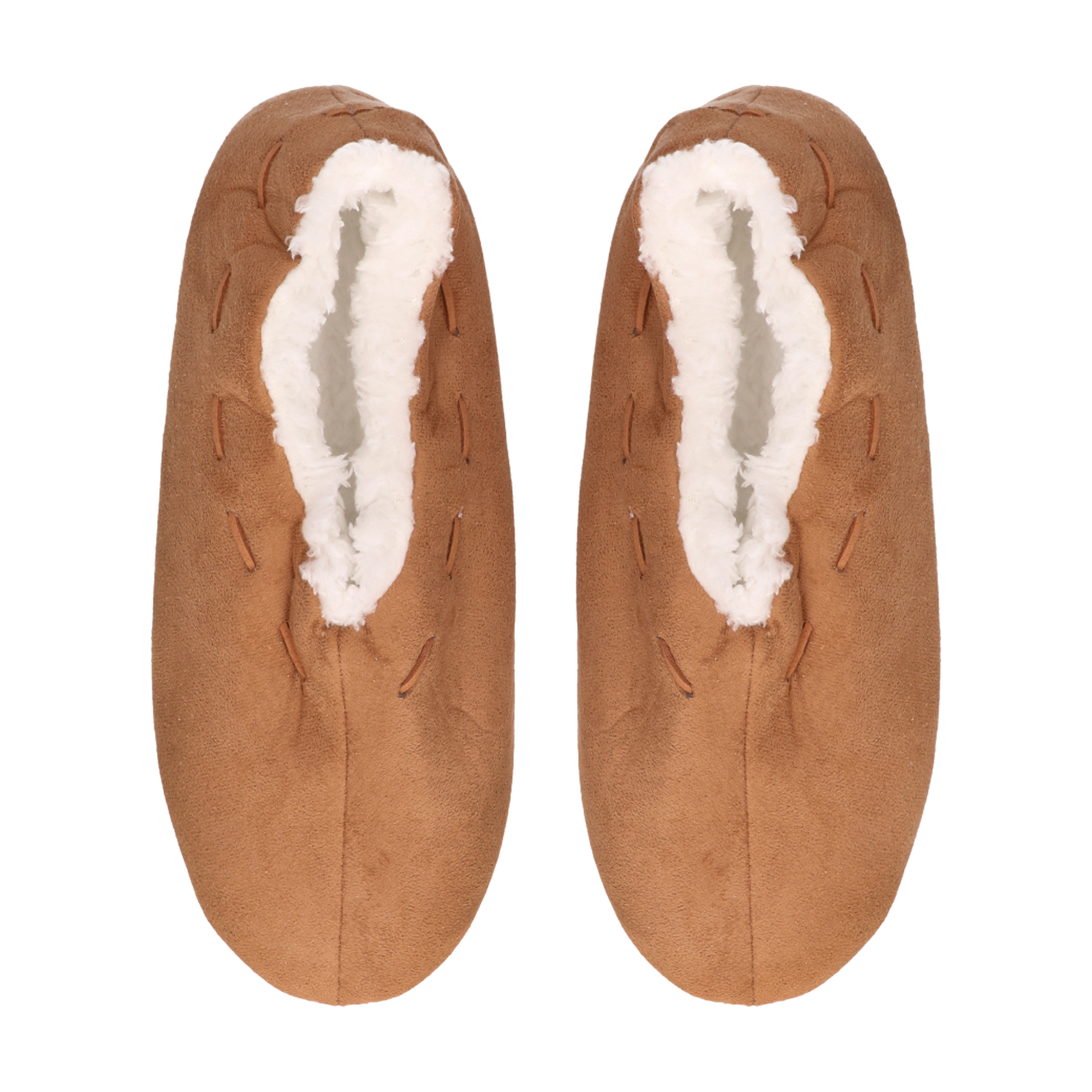 Pantoffels/sloffen voor dames - camel bruin - Spaanse sloffen - teddy voering 38-39 -