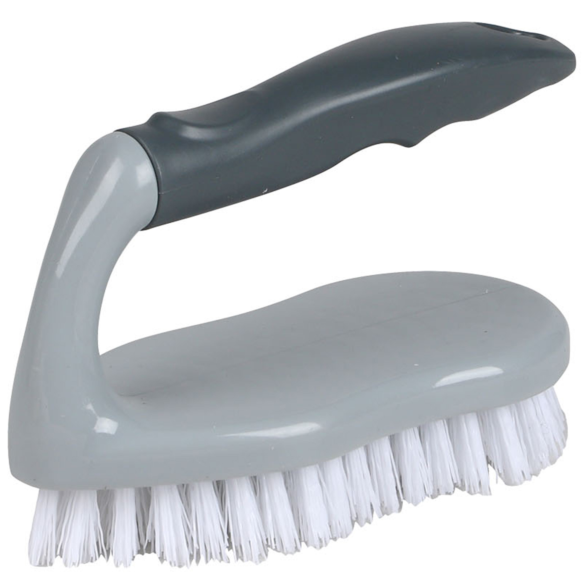 Schrobborstel - antislip - kunststof - 14 cm - donkergrijs - schrobber - werkborstel -