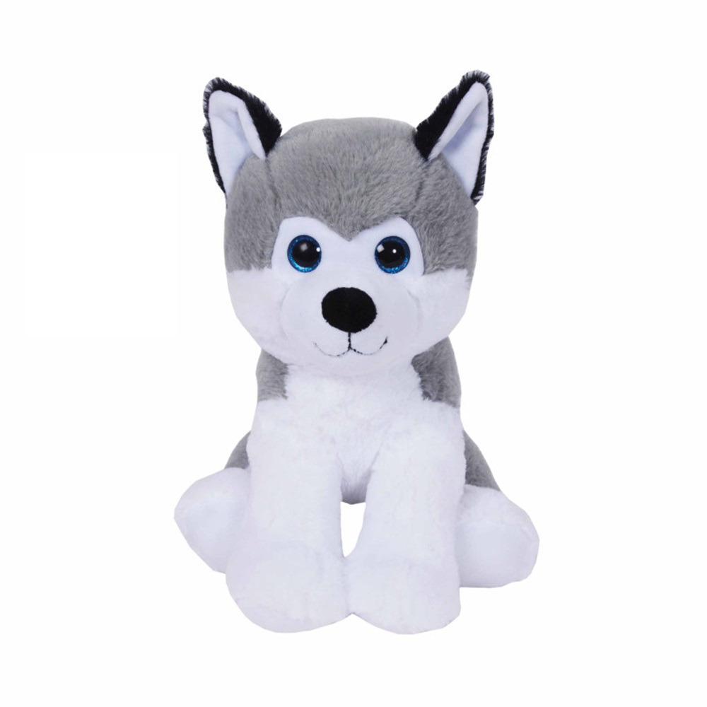 Sandy Husky hond knuffel - pluche - dieren knuffels - 23 cm - dieren knuffels - grijs/wit - 23 cm -