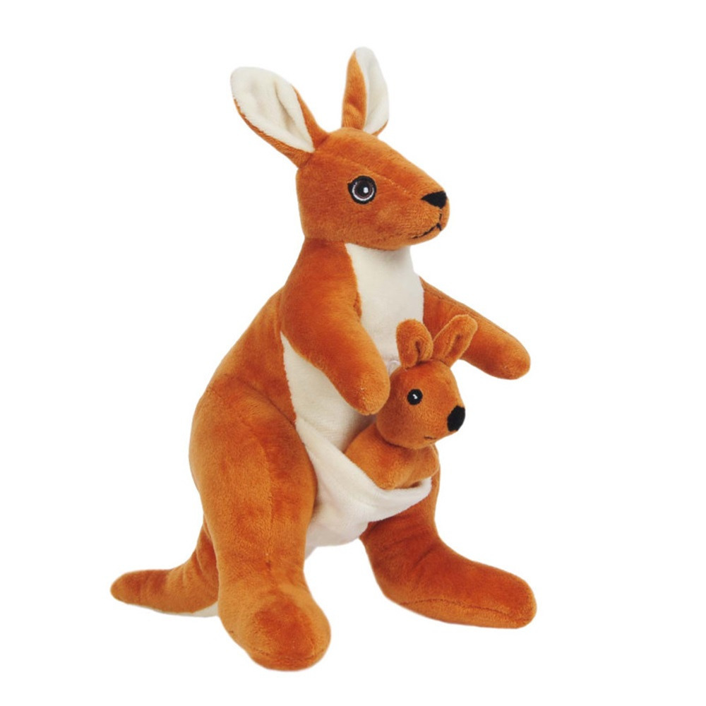Sandy Knuffel Kangoeroe met jong - zachte pluche stof - dieren knuffels - 23 cm -