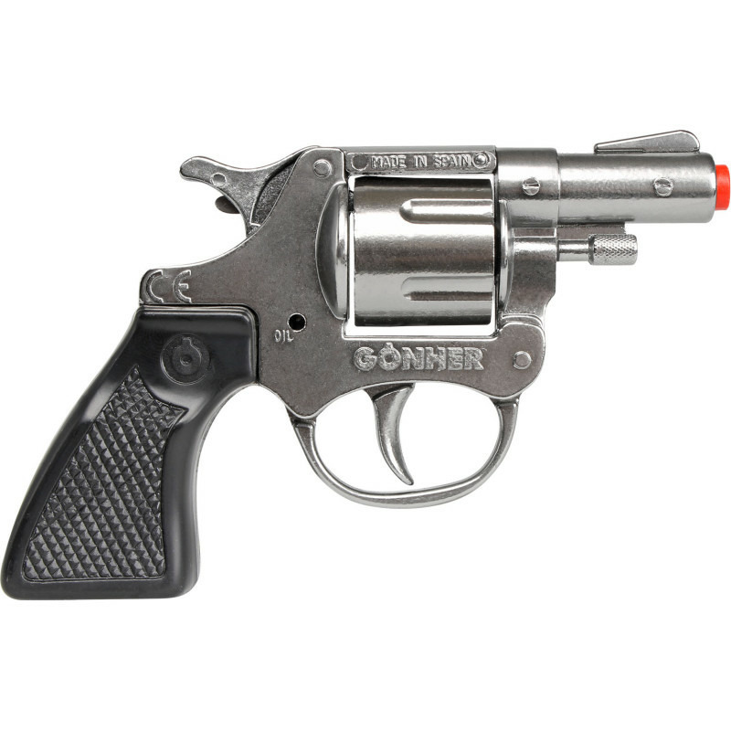 Gohner politie verkleed speelgoed revolver/pistool met kort loop - metaal/plastic - 8 schots -