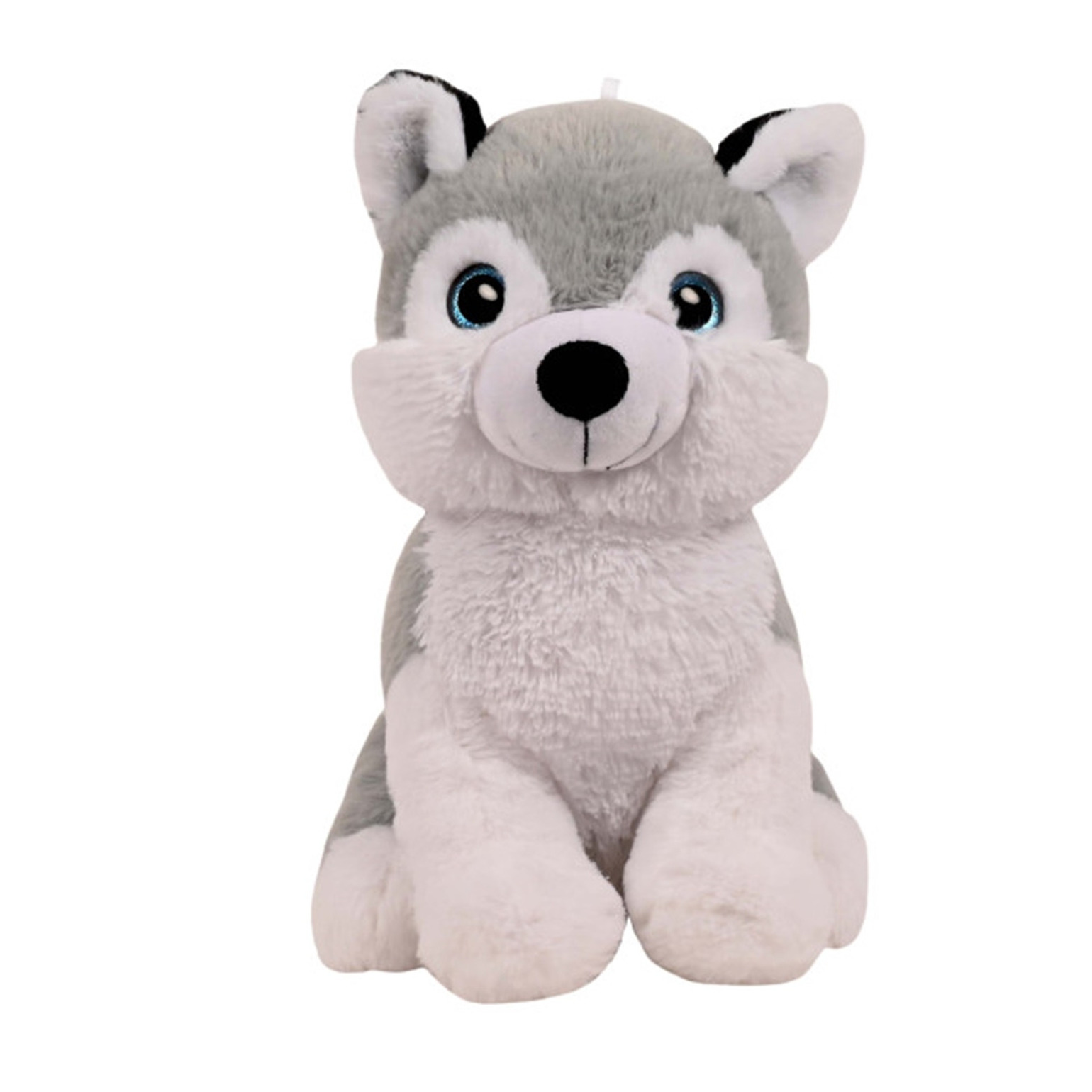 Sandy Husky hond knuffel - pluche - dieren knuffels - 32 cm - dieren knuffels - grijs/wit - 32 cm -