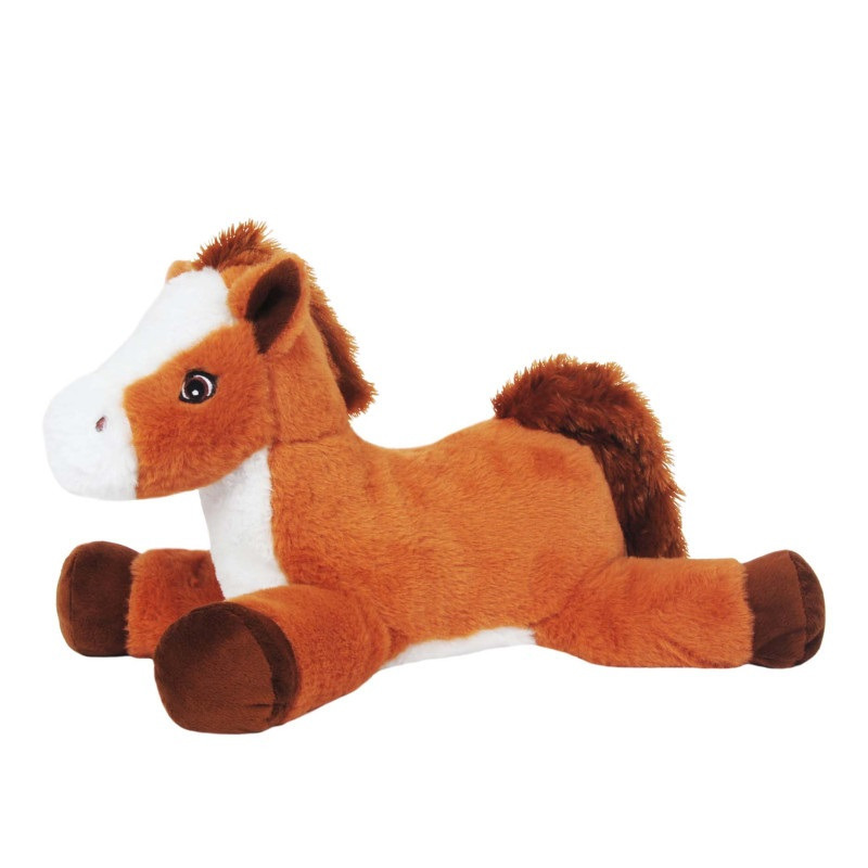 Sandy Knuffel Paard - pluche stof - dieren knuffels - lichtbruin - 38 cm -