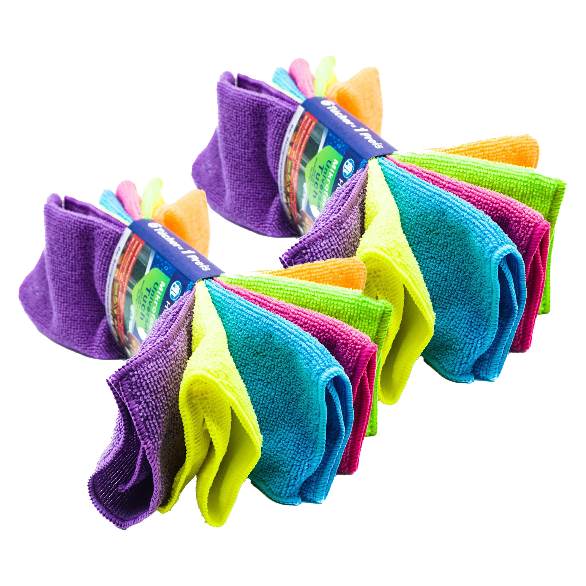Microvezel huishoud/schoonmaakdoek - 12x stuks - neon kleuren mix - 30 x 30 cm -
