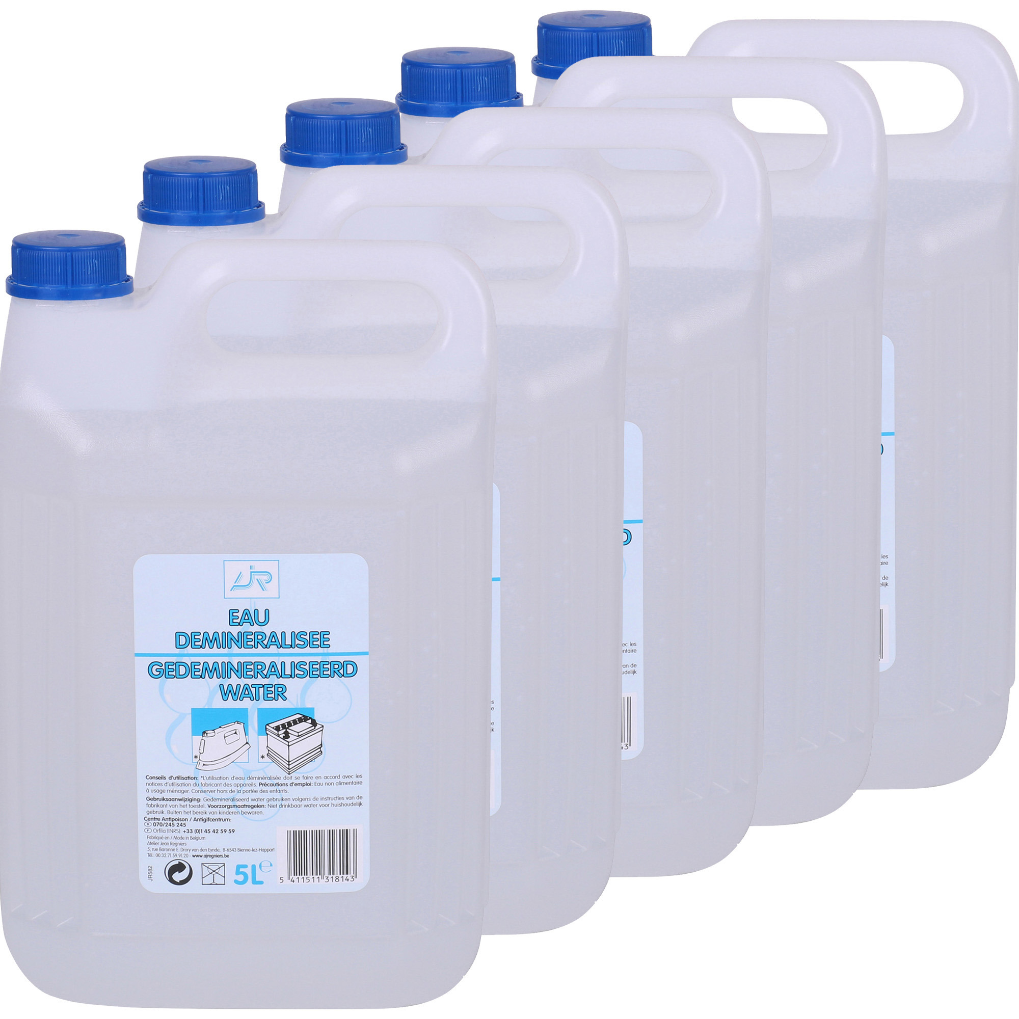 Accuwater/Demiwater - 5x - gedemineraliseerd water - fles 5 liter- water zonder zouten -
