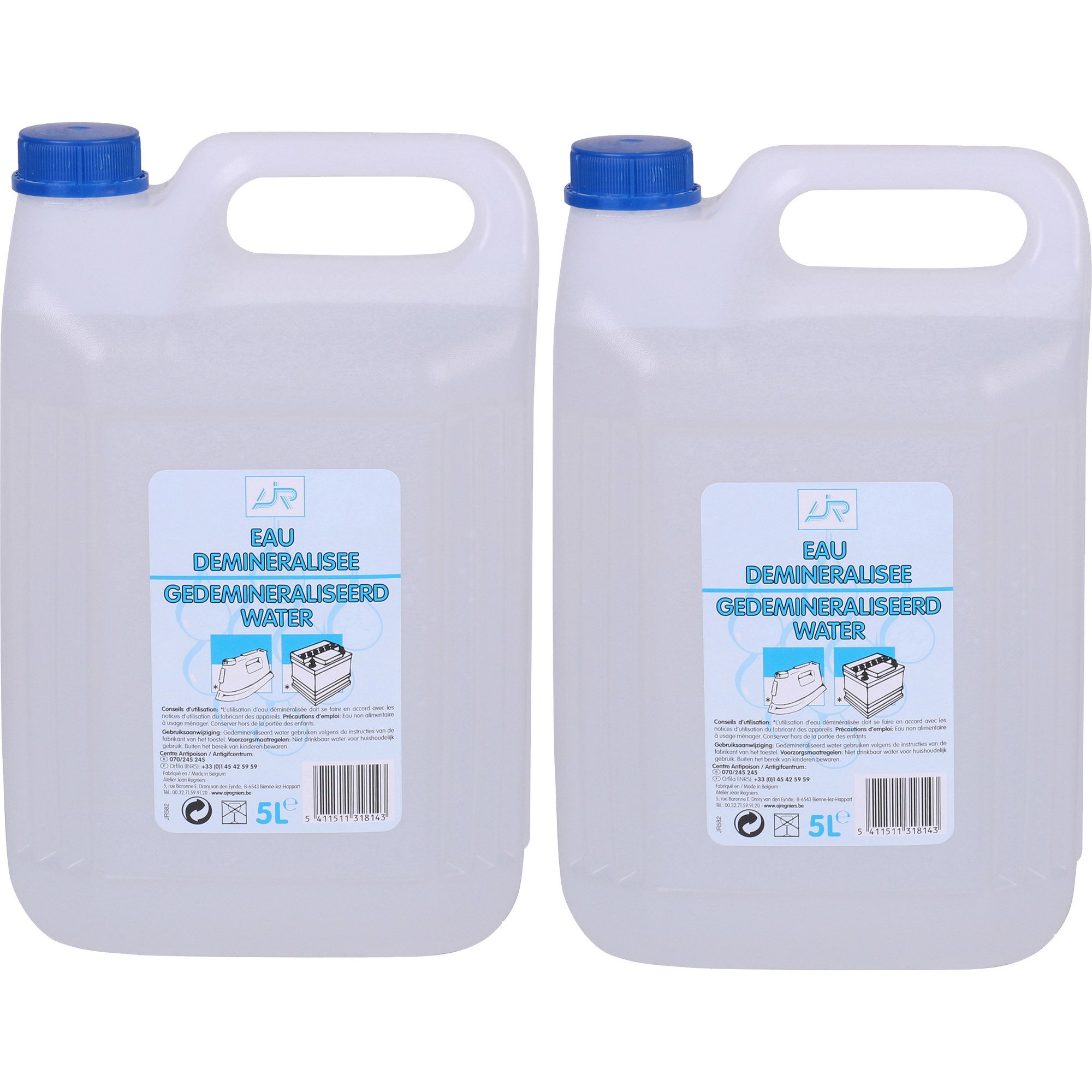 Accuwater/Demiwater - 2x - gedemineraliseerd water - fles 5 liter- water zonder zouten -
