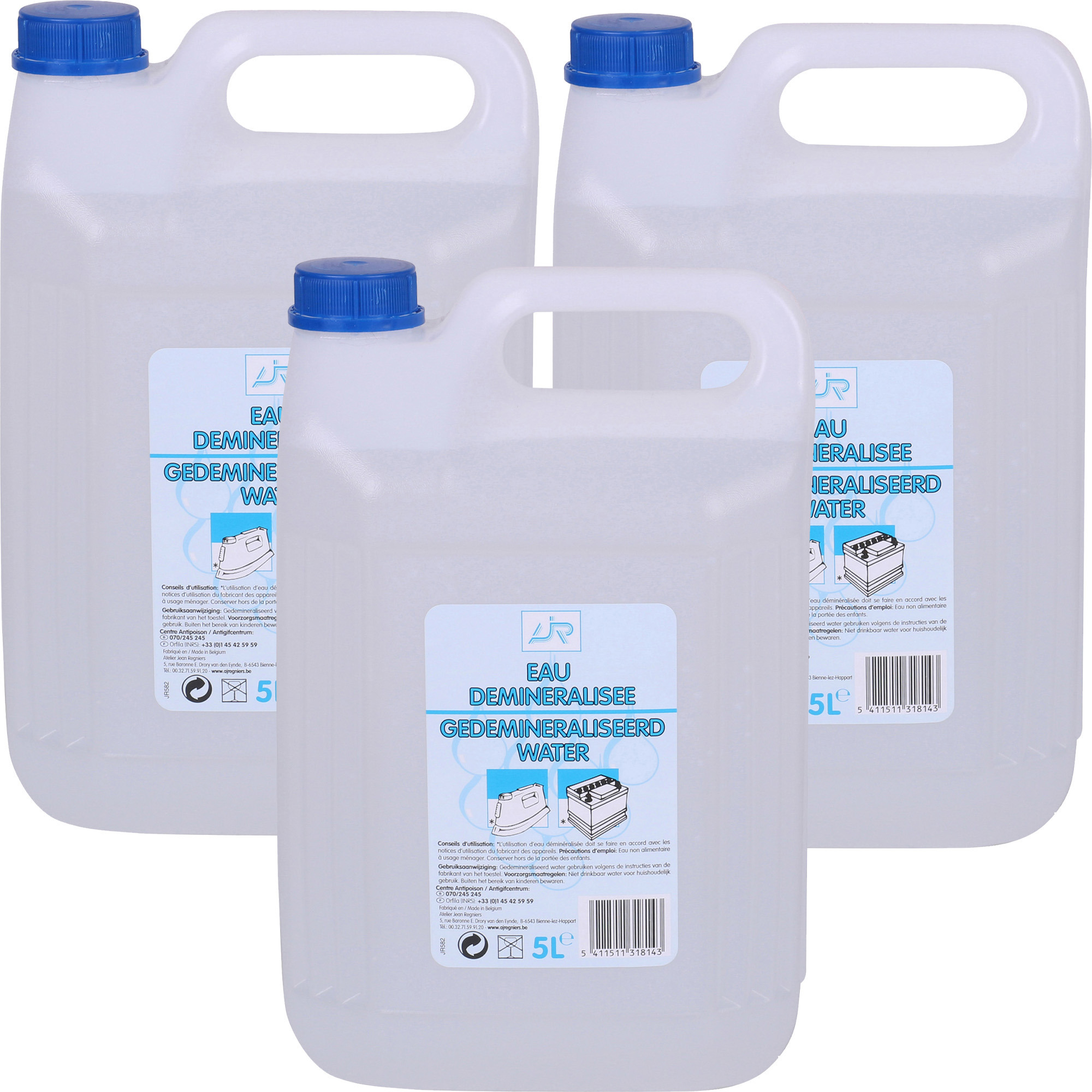 Accuwater/Demiwater - 3x - gedemineraliseerd water - fles 5 liter- water zonder zouten -