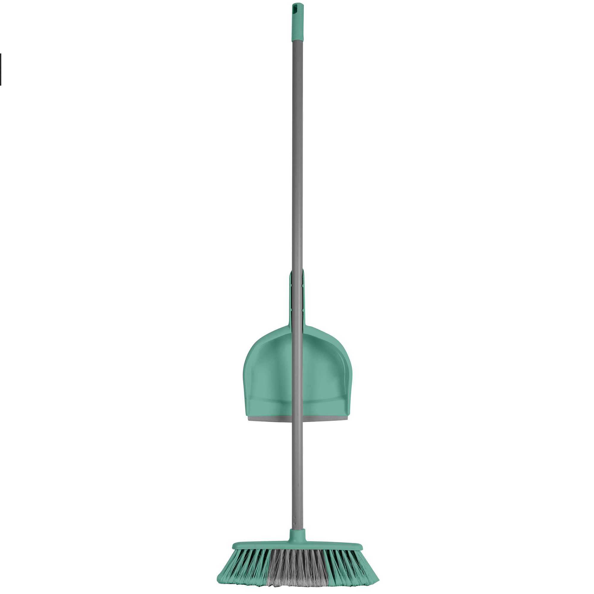 Stoffer en blik met lange steel - 120 cm - kunststof - mintgroen - bezem -