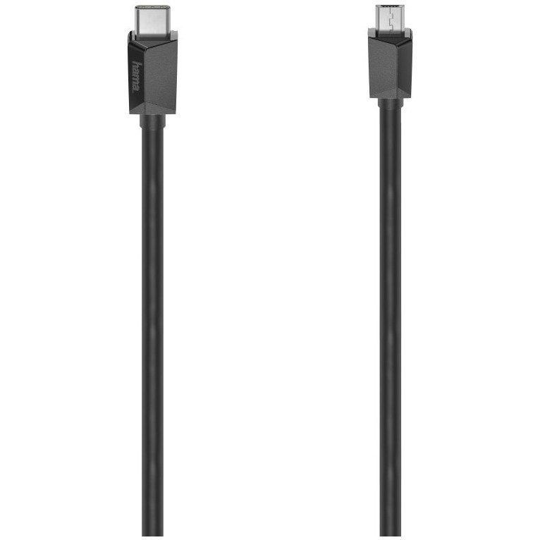 Hama USB-C-kabel, USB-C-stekker - micro-USB-stekker, USB 2.0, 480 Mbit/s, 0,75 m Kabel