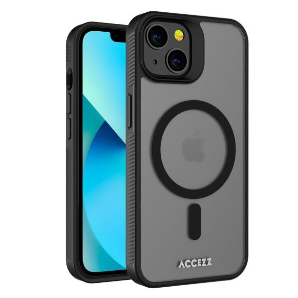 Accezz Rugged Frosted MagSafe Backcover iPhone 13 Telefoonhoesje Zwart