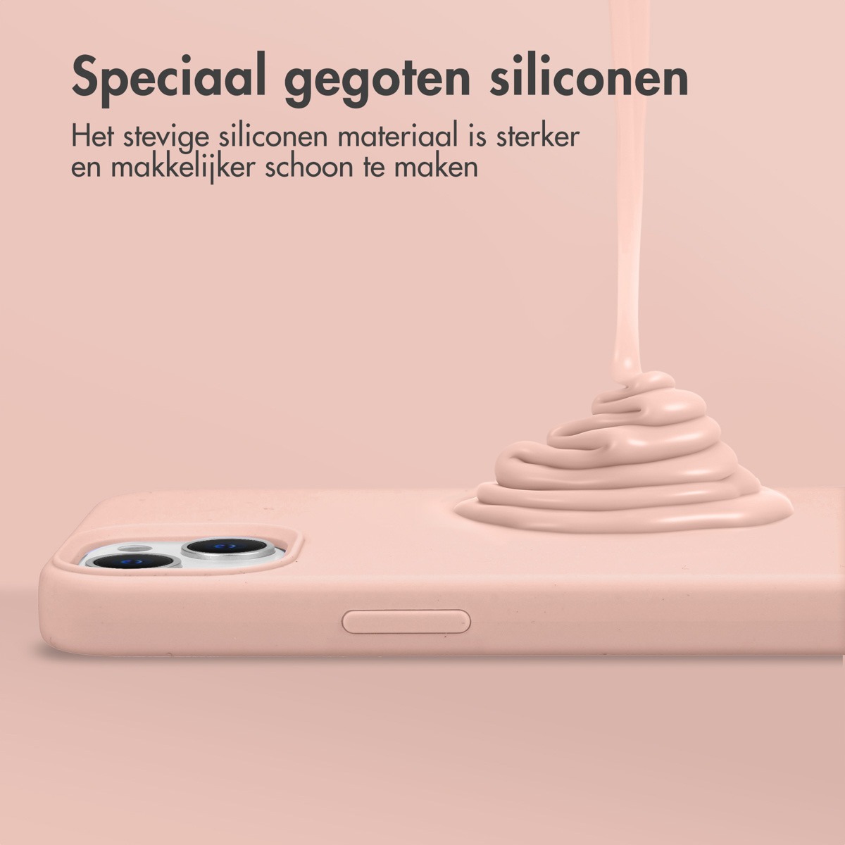 Accezz Liquid Silicone Backcover met MagSafe iPhone 15 Telefoonhoesje Roze