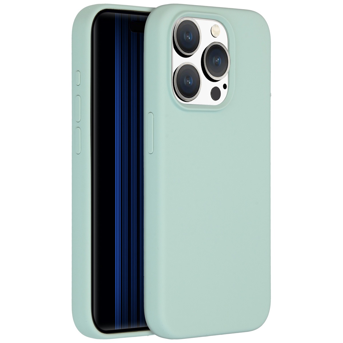 Accezz Liquid Silicone Backcover met MagSafe iPhone 15 Pro Telefoonhoesje Blauw