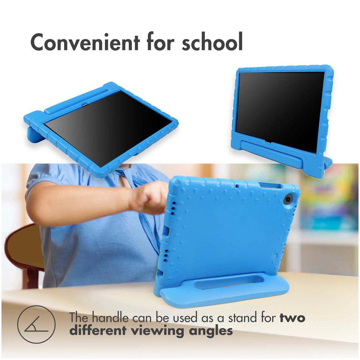 Accezz Kidsproof Backcover met handvat Samsung Galaxy Tab A9 Plus Tablethoesje Blauw