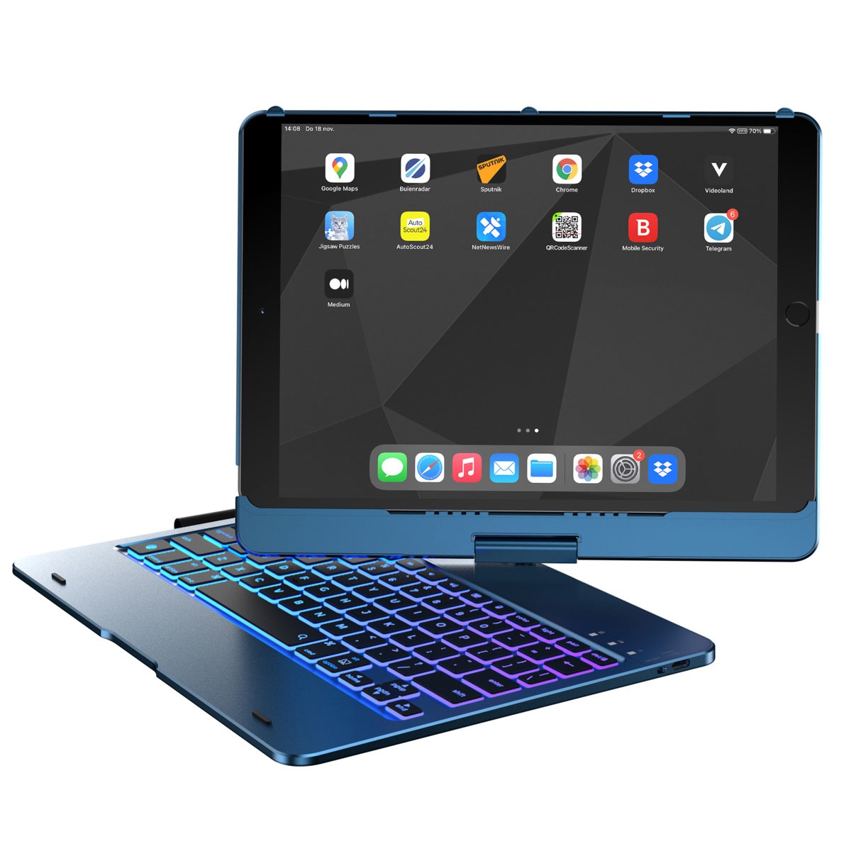 Accezz 360 Slim Keyboard Bookcase iPad 9(2021)10.2 inch/iPad 8(2020)10.2 inch/iPad 7(2019)10.2 inch Tablethoesje Blauw