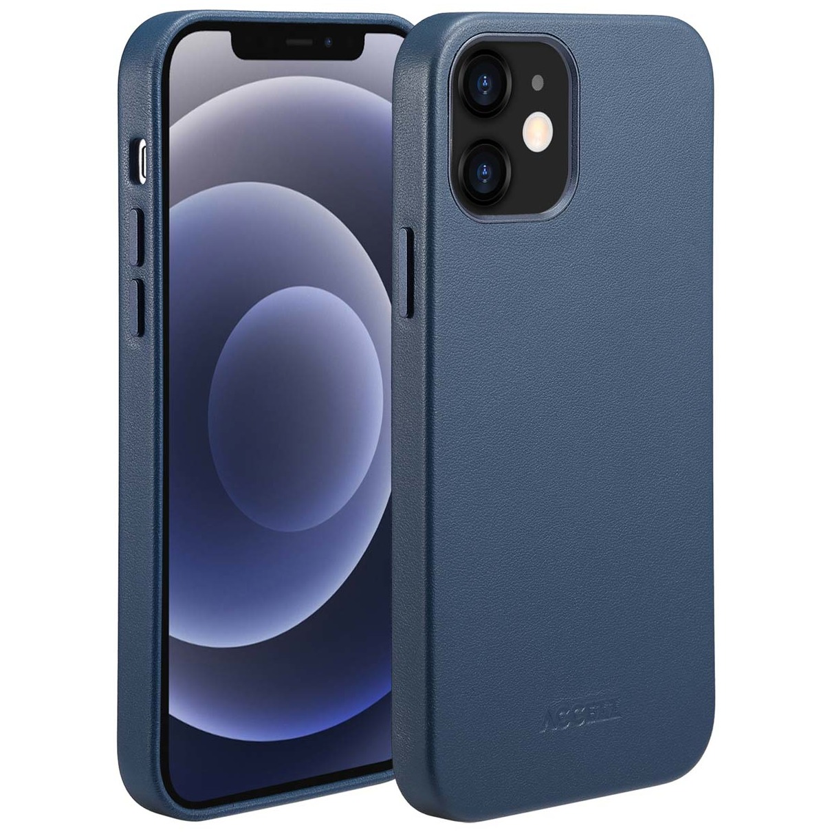 Accezz MagSafe Leather Backcover iPhone 12 (Pro) Telefoonhoesje Blauw