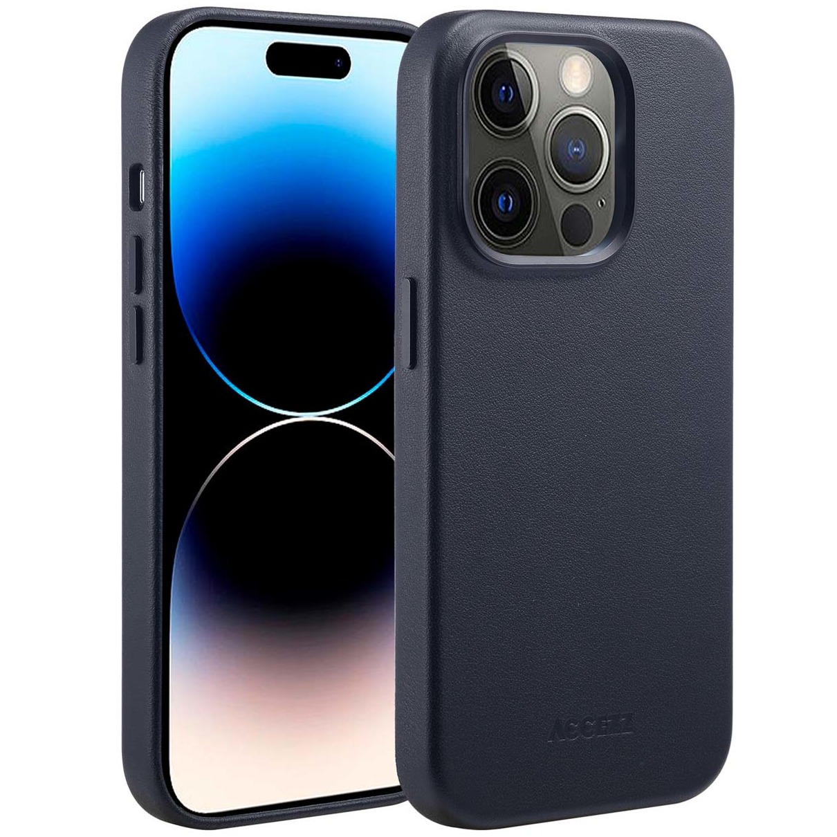 Accezz MagSafe Leather Backcover iPhone 14 Pro Telefoonhoesje Zwart