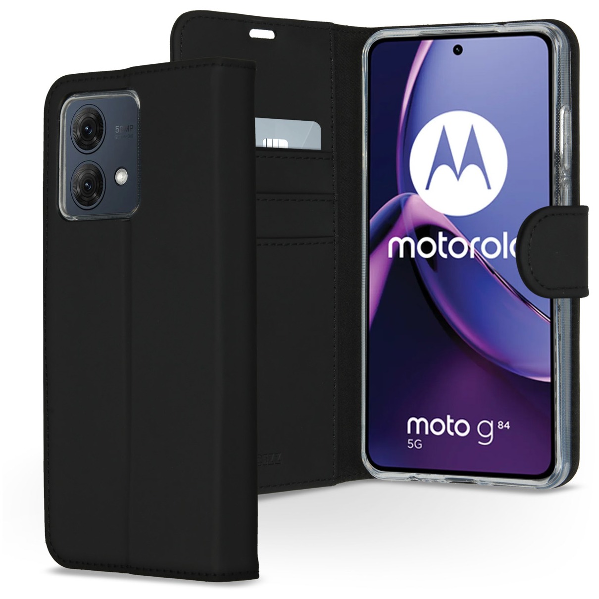 Accezz Wallet Softcase Bookcase Motorola Moto G84 Telefoonhoesje Zwart