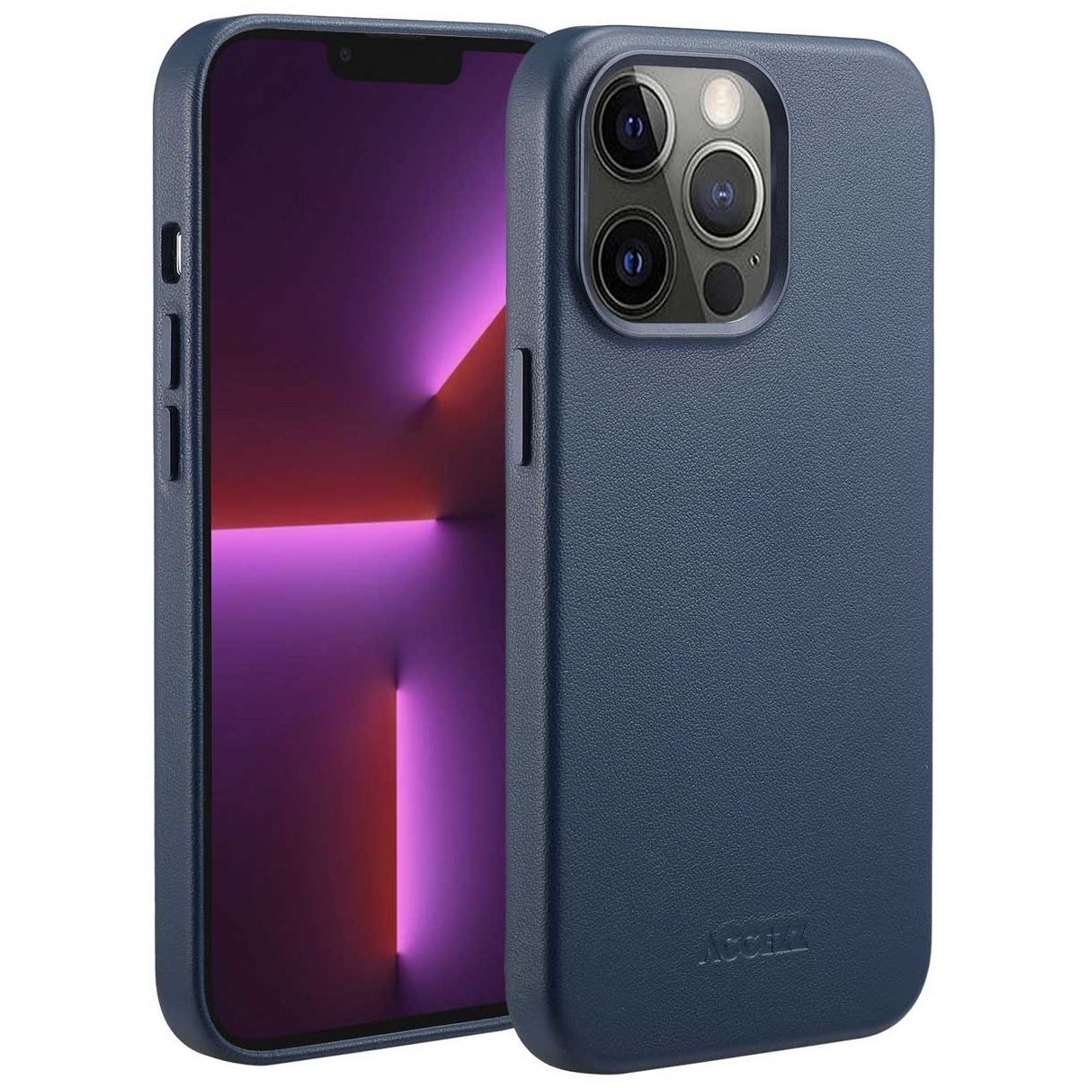Accezz MagSafe Leather Backcover iPhone 13 Pro Telefoonhoesje Blauw