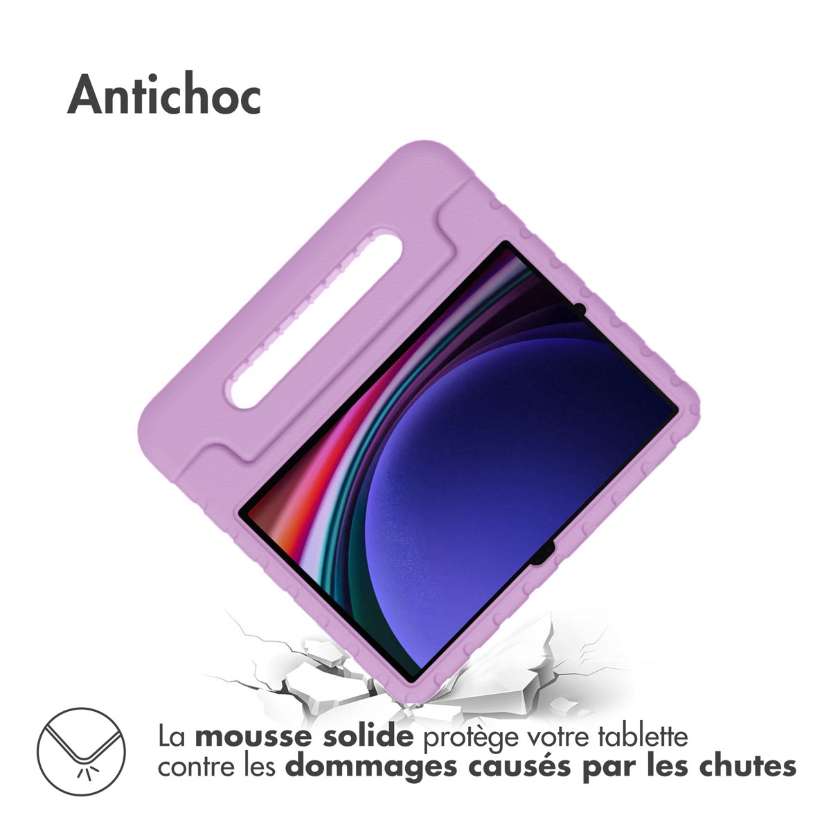 Accezz Kidsproof Backcover met handvat Samsung Galaxy Tab S9 / Tab S9 FE Tablethoesje Paars