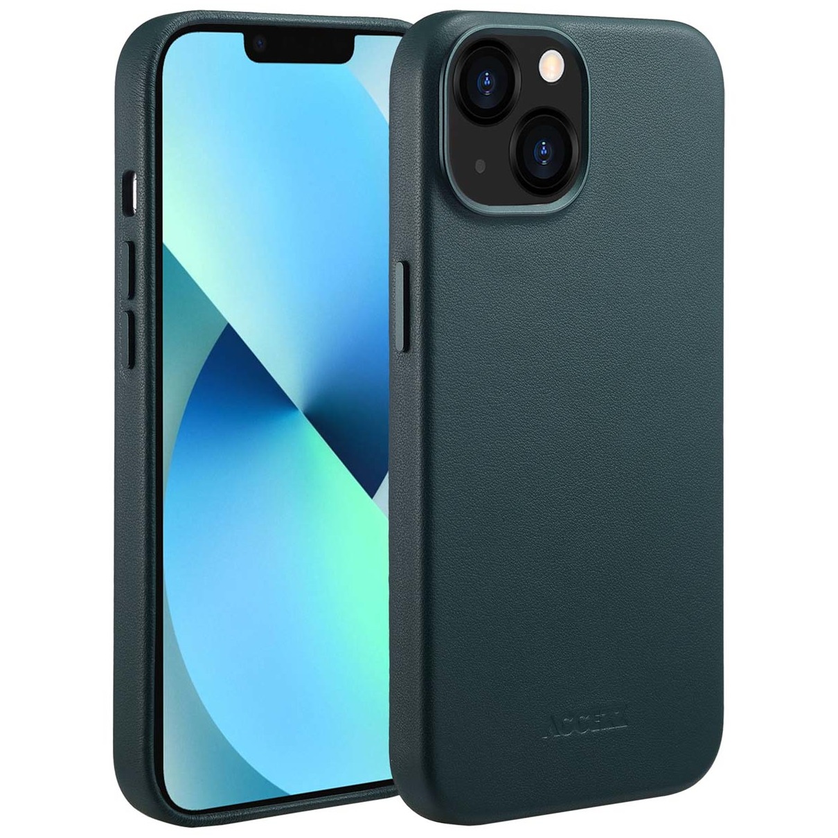 Accezz MagSafe Leather Backcover iPhone 13 Telefoonhoesje Groen