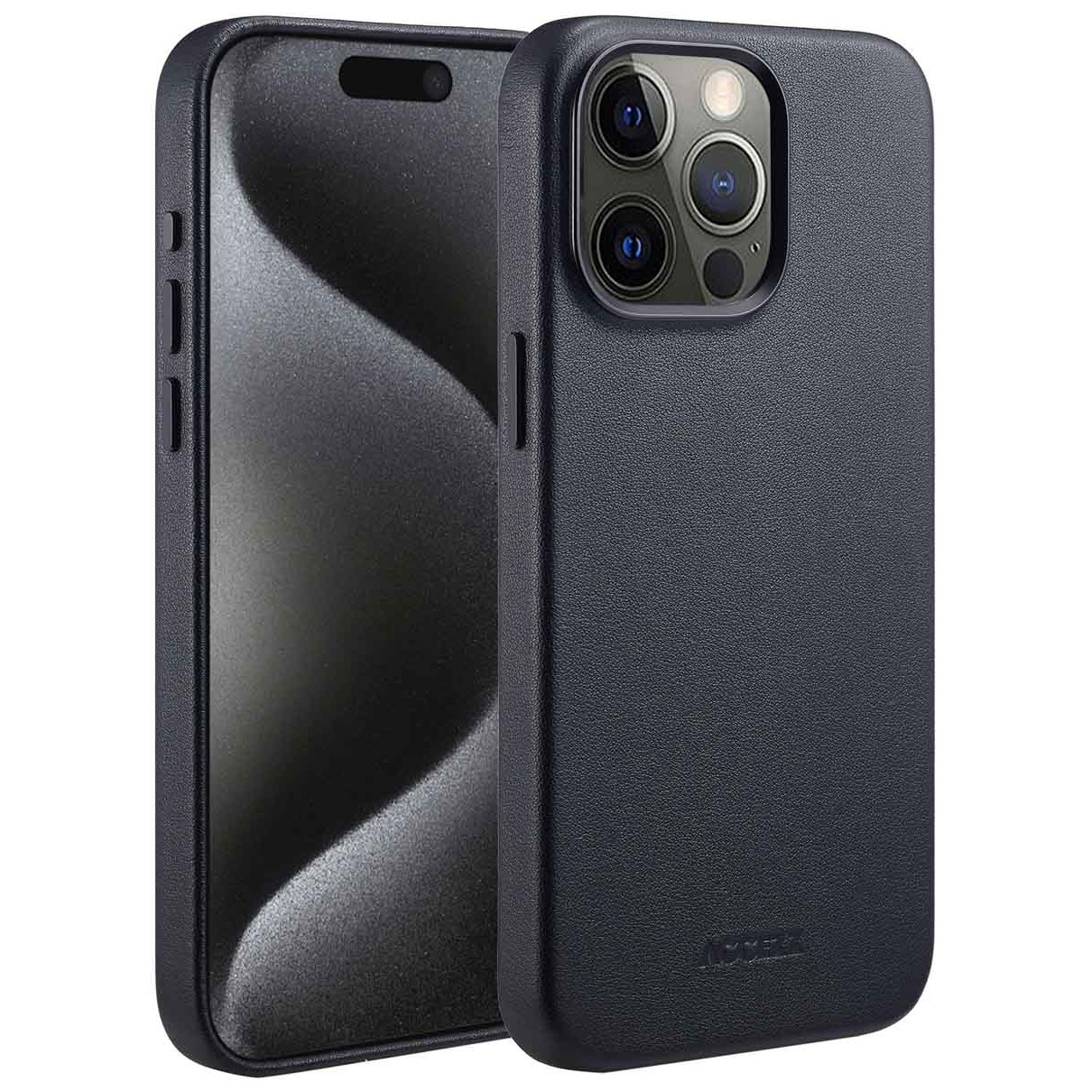Accezz MagSafe Leather Backcover iPhone 15 Pro Max Telefoonhoesje Zwart