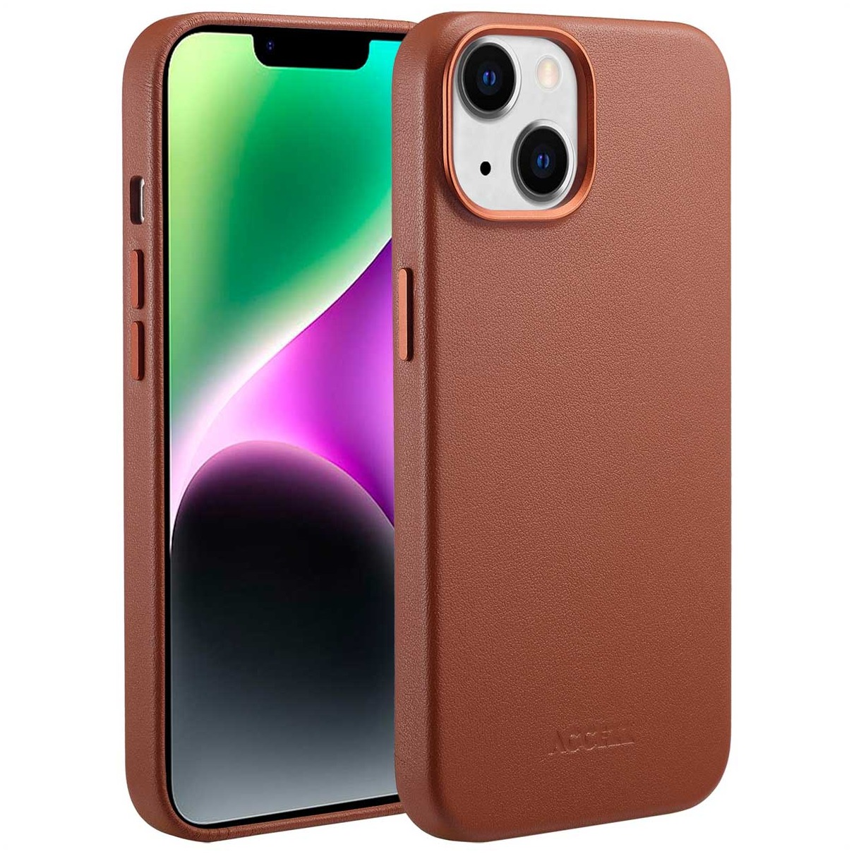 Accezz MagSafe Leather Backcover iPhone 14 Telefoonhoesje Bruin