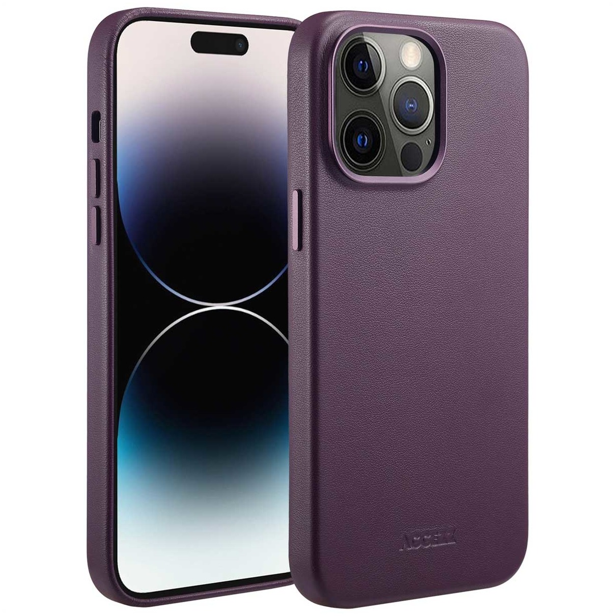 Accezz MagSafe Leather Backcover iPhone 14 Pro Max Telefoonhoesje Paars