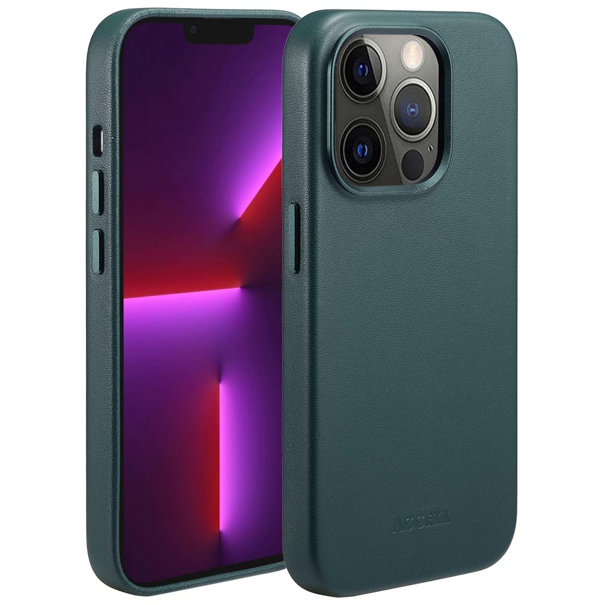 Accezz MagSafe Leather Backcover iPhone 13 Pro Telefoonhoesje Groen