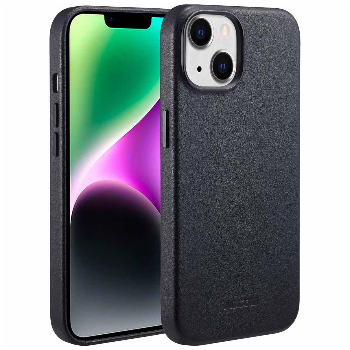 Accezz MagSafe Leather Backcover iPhone 14 Telefoonhoesje Zwart