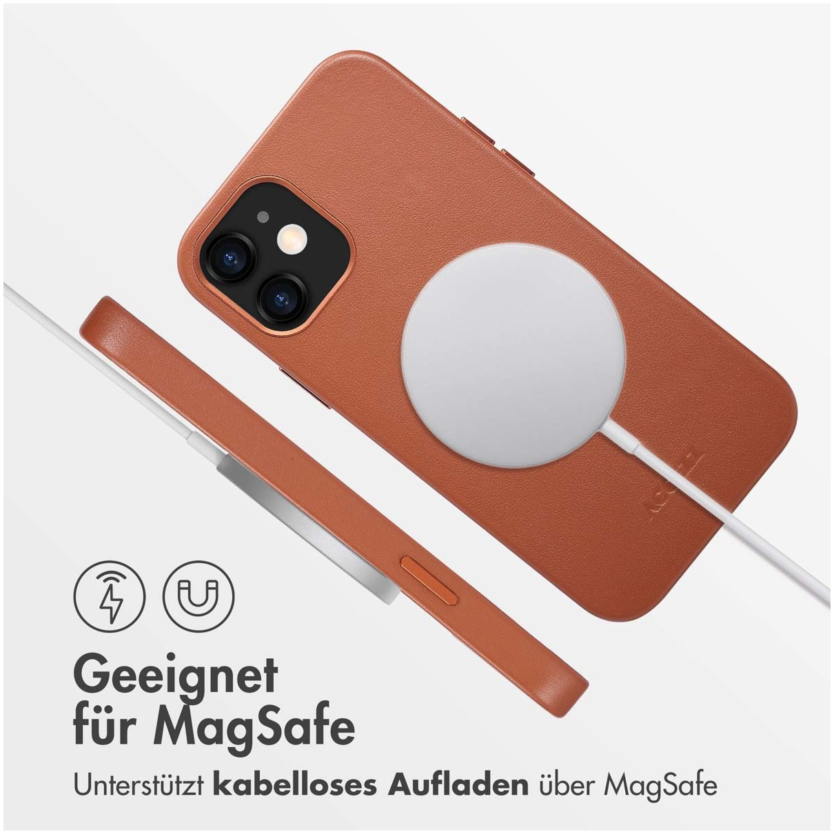 Accezz MagSafe Leather Backcover iPhone 12 (Pro) Telefoonhoesje Bruin