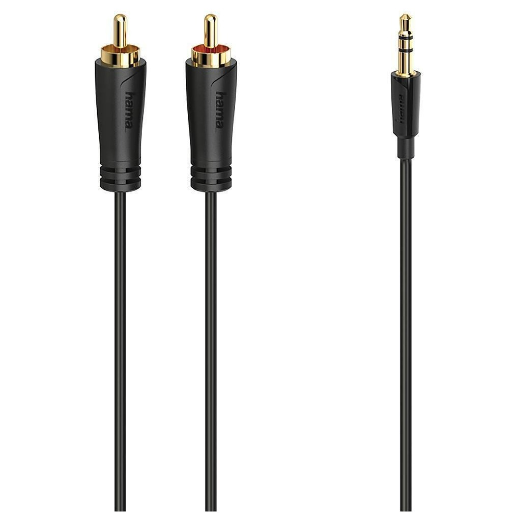 Hama Audiokabel, 3,5-mm-jack-stekker - 2 cinch-stekker, stereo, verguld, 3,0 m Mini jack kabel