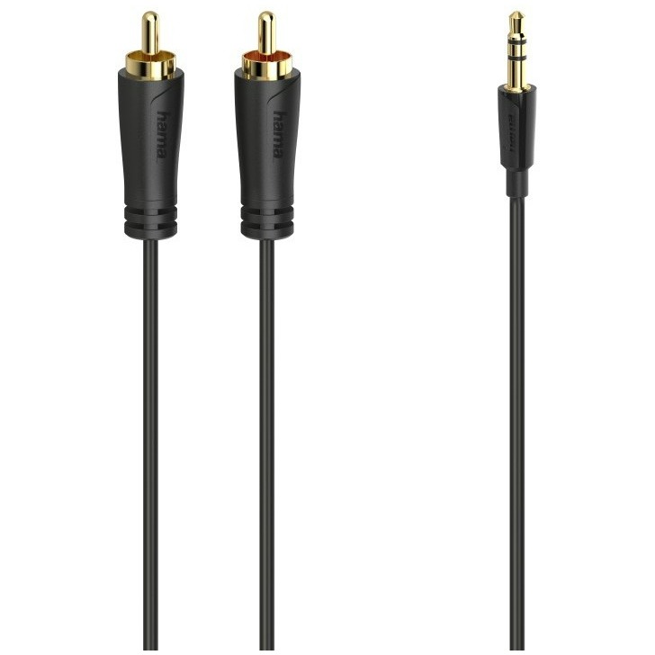 Hama Audiokabel, 3,5-mm-jack-stekker - 2 cinch-stekker, stereo, verg., 1,5 m Mini jack kabel