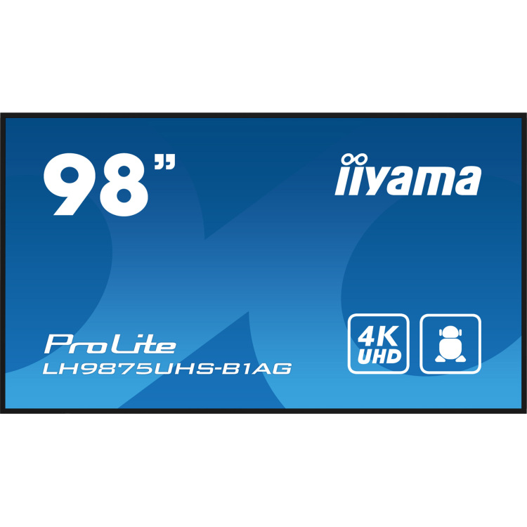 iiyama ProLite LH9875UHS-B1AG public display 3x HDMI, 1x DisplayPort, 1x VGA, 1x DVI, Sound, WLAN