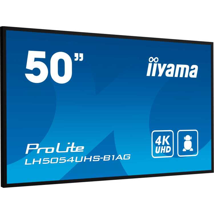 iiyama ProLite LH5054UHS-B1AG public display 4K UHD, VGA, DVI, HDMI, DisplayPort, Audio, LAN, WiFi, USB