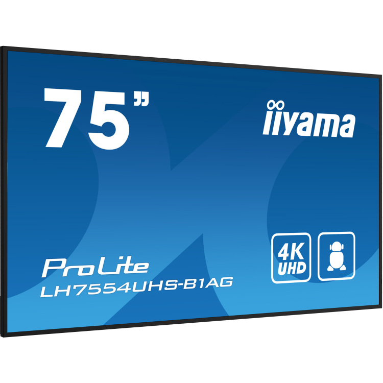 iiyama Prolite LH7554UHS-B1AG public display 4K UHD, HDMI, DisplayPort, Audio, WLAN, Android