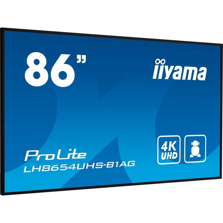 iiyama ProLite LH8654UHS-B1AG public display VGA, DVI, HDMI, DisplayPort, LAN, USB, Audio, Android 11