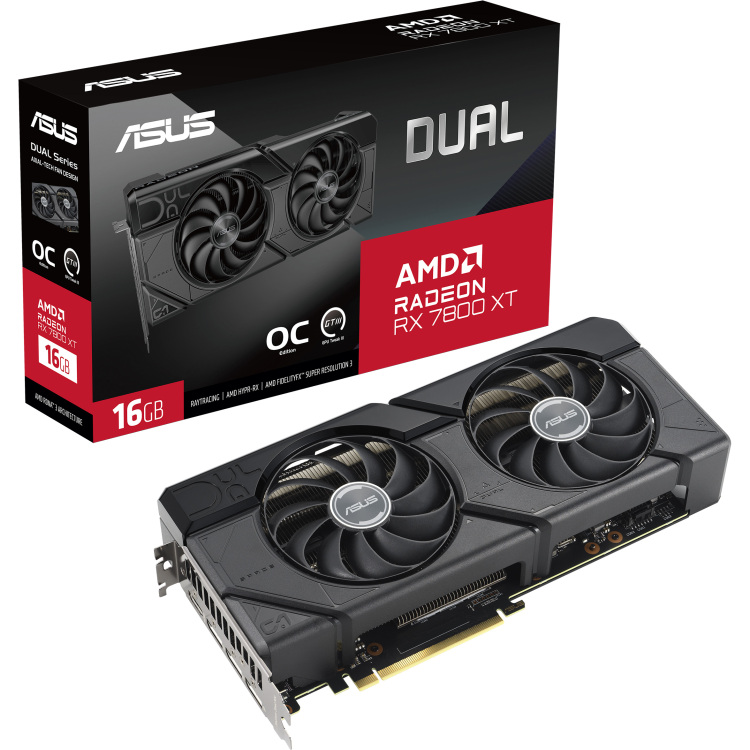 ASUS DUAL Radeon RX 7800 XT OC grafische kaart 1x HDMI, 3x DisplayPort, RDNA 3
