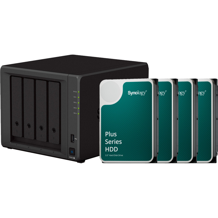 Synology DS923+ incl. 4x HAT3300-4T 4 TB harde schijf nas 2x LAN, eSATA, USB 3.2 Gen 1