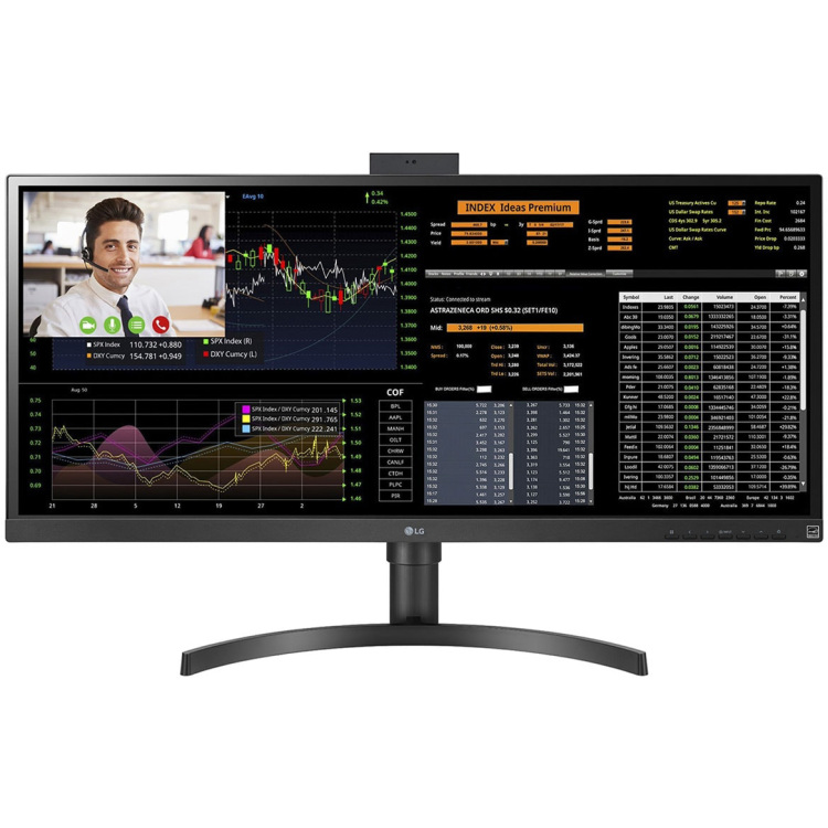 LG UltraWide 34BQ77QC-B ledmonitor 2x HDMI, 1x DP, USB-A, USB-C, HDR10, LAN, webcam, microfoon
