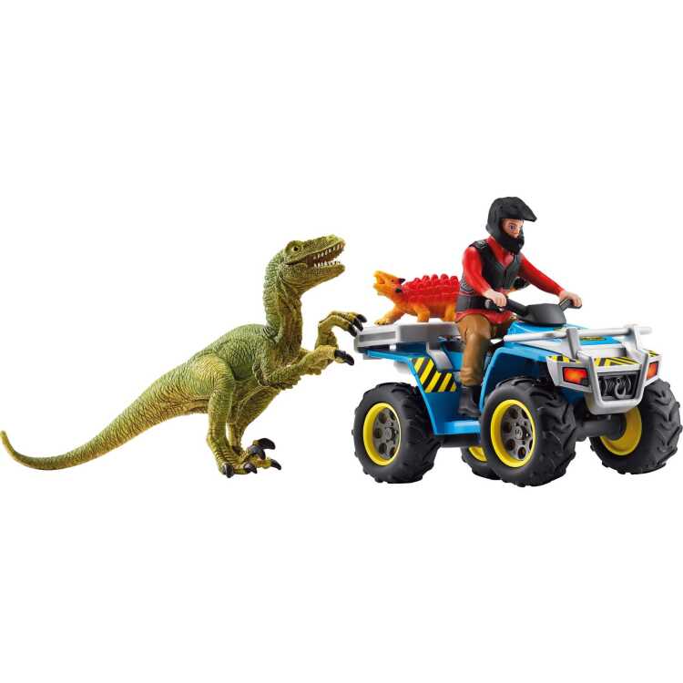 Schleich Dinosaurs - Vlucht op de quad voor Velociraptor speelfiguur