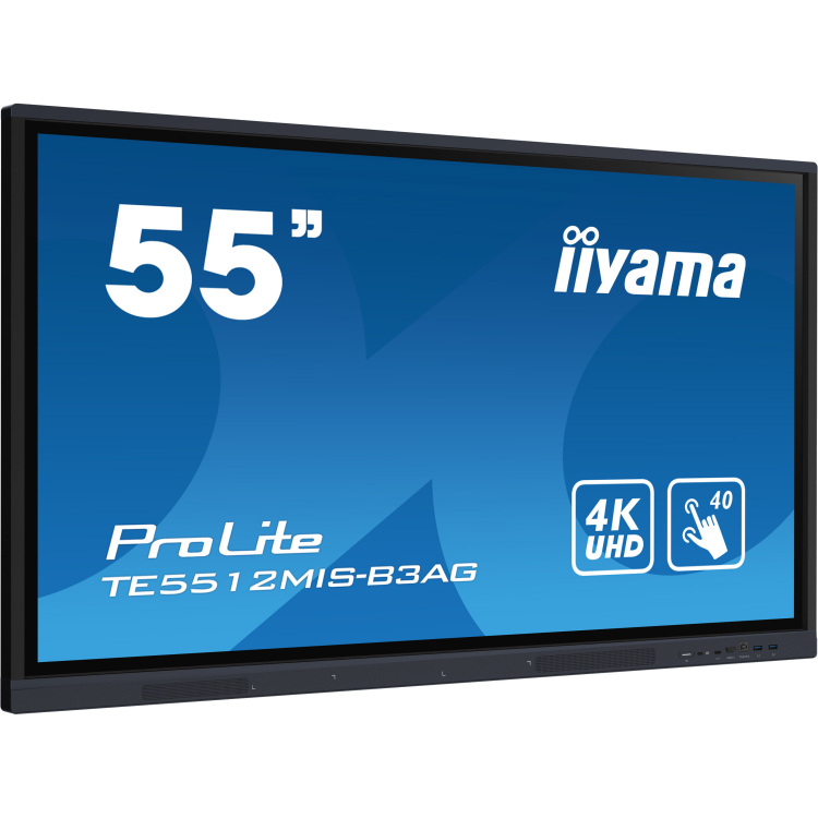 iiyama Prolite TE5512MIS-B3AG public display 4K UHD, Touch, WiFi, VGA, HDMI, USB-C, LAN, Audio