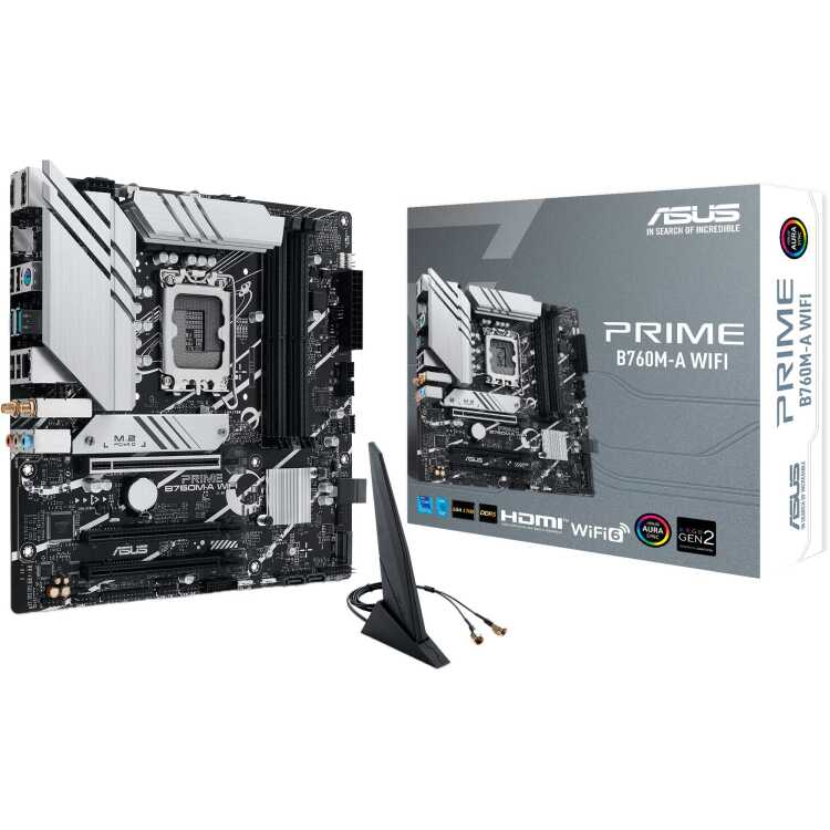 ASUS PRIME B760M-A WIFI moederbord RAID, 2.5Gb-LAN, WLAN, BT, Sound, µATX
