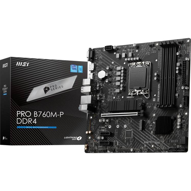 MSI PRO B760M-P DDR4 moederbord RAID, Gb-LAN, Sound, µATX